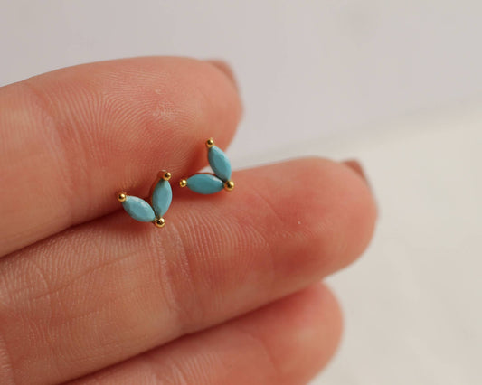 Turquoise Petal Stud Earrings