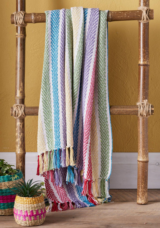 Recycled Cotton Rainbow Arrow Stripe Throw