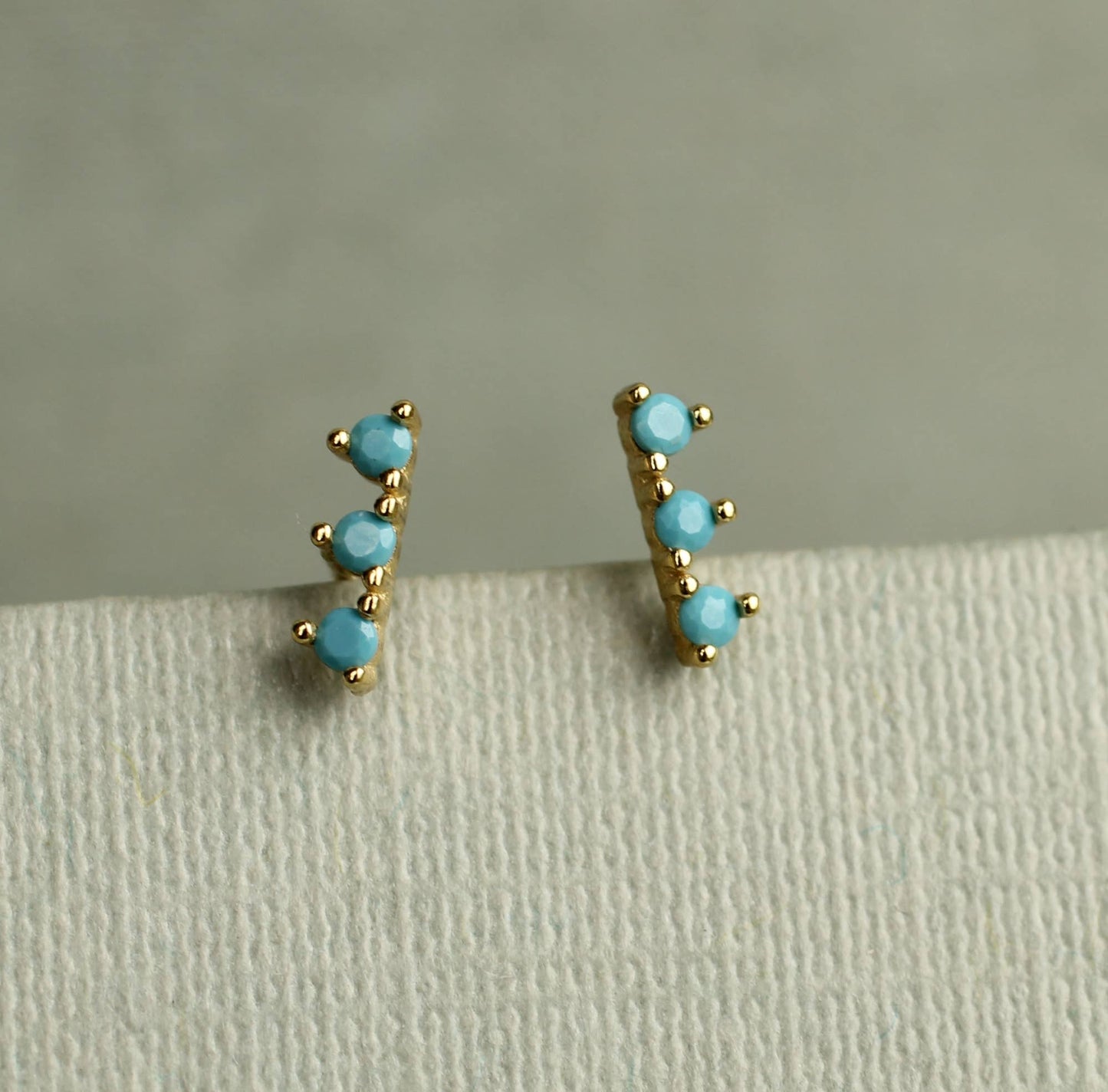 Turquoise Blue Dainty Line Stud Earrings