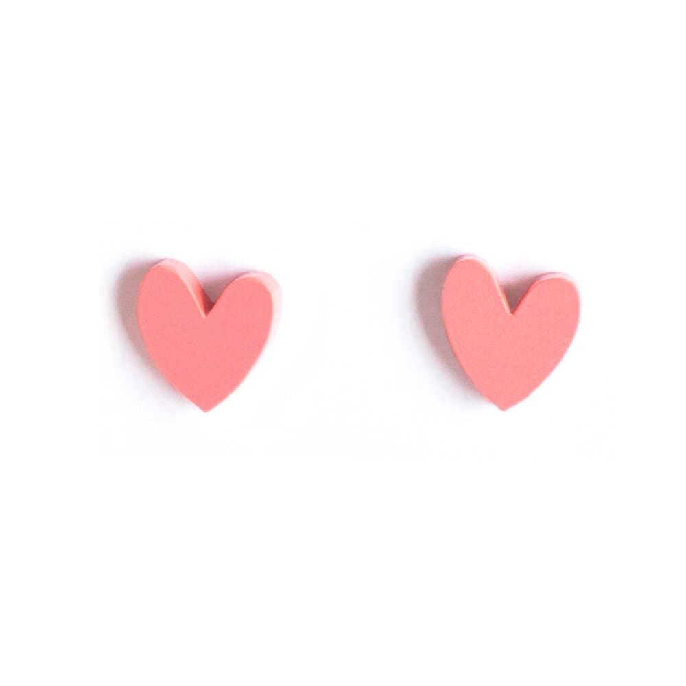 Heart Stud Earrings in Glitter, Mirror and Pop Colours