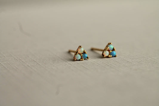 Turquoise Trio Opal Stud Earrings