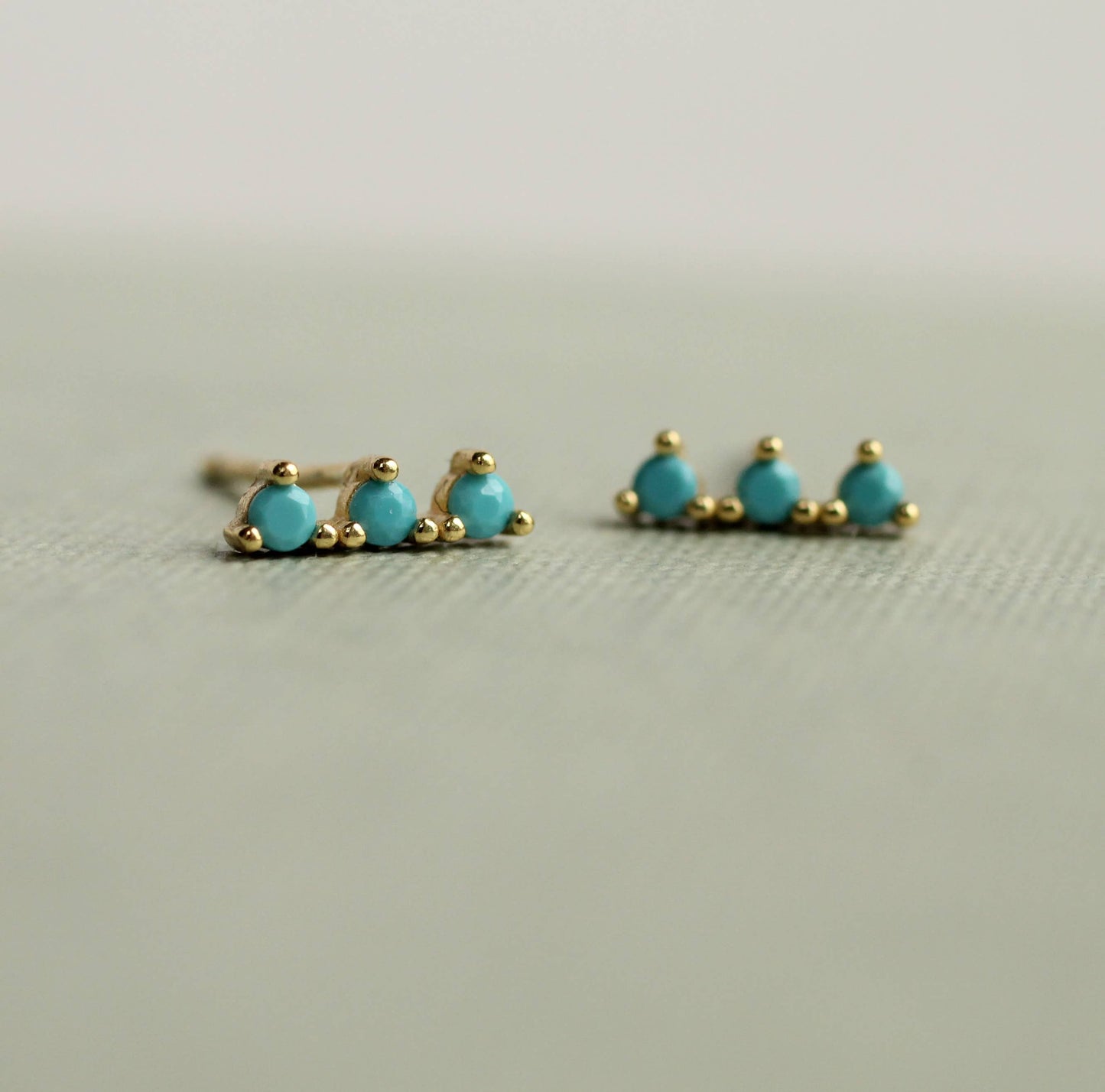 Turquoise Blue Dainty Line Stud Earrings