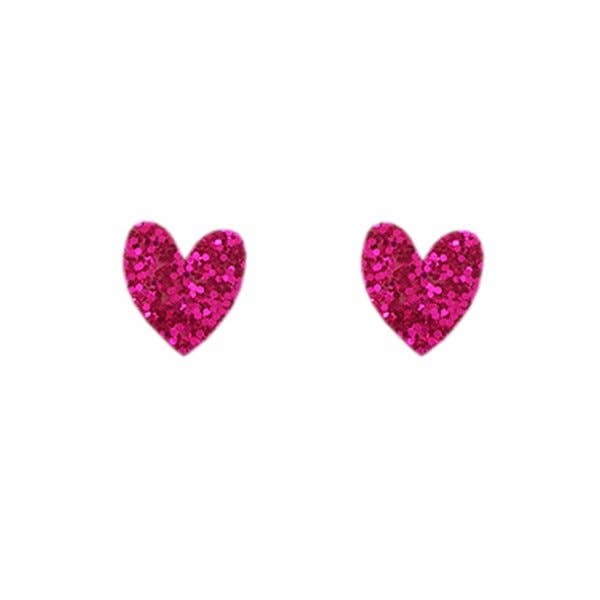 Heart Stud Earrings in Glitter, Mirror and Pop Colours