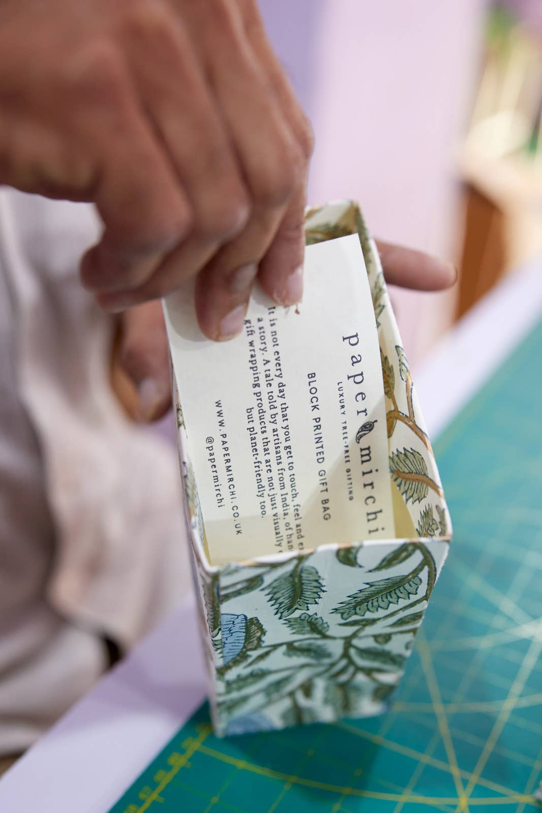 Hand Block Printed Gift Bags (Small) - Blue Stone