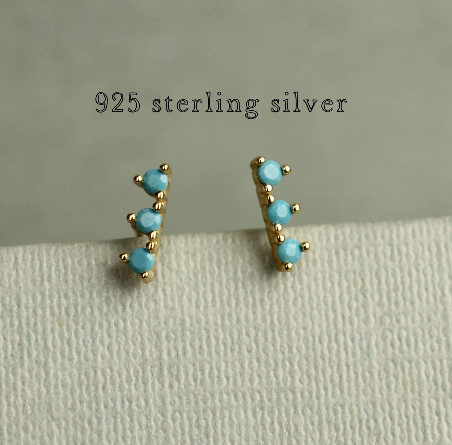 Turquoise Blue Dainty Line Stud Earrings