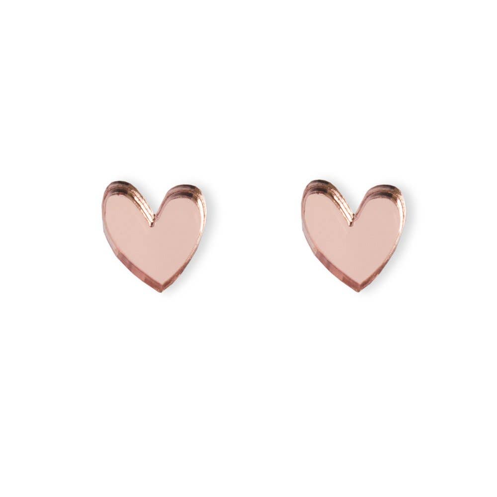 Heart Stud Earrings in Glitter, Mirror and Pop Colours