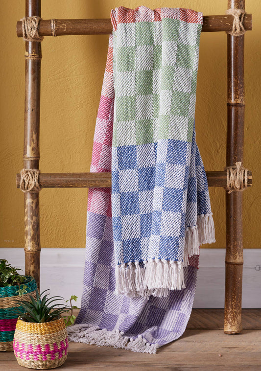 Recycled Cotton Check Throw