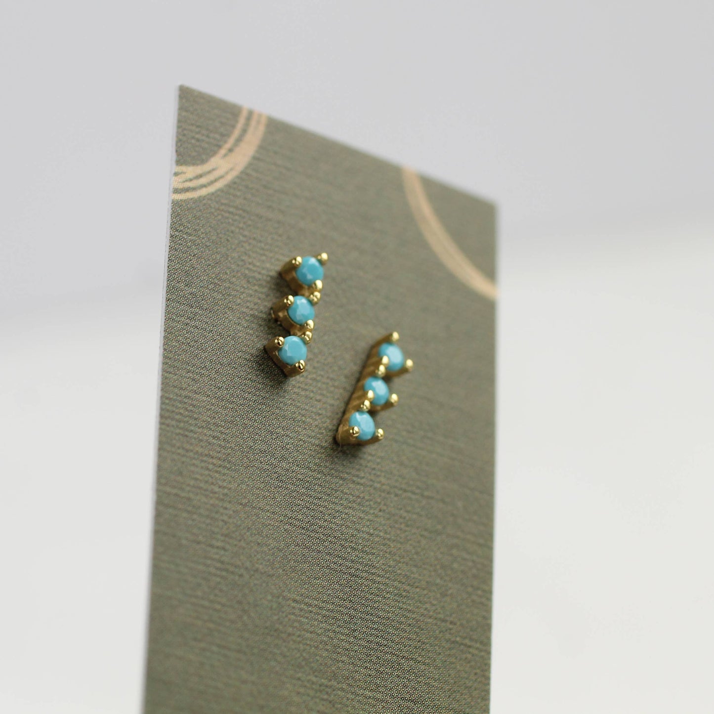 Turquoise Blue Dainty Line Stud Earrings