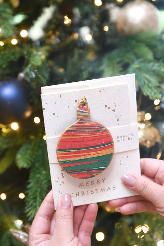 Keepsake Marble Ornament Christmas Card - Bauble Festive Mix