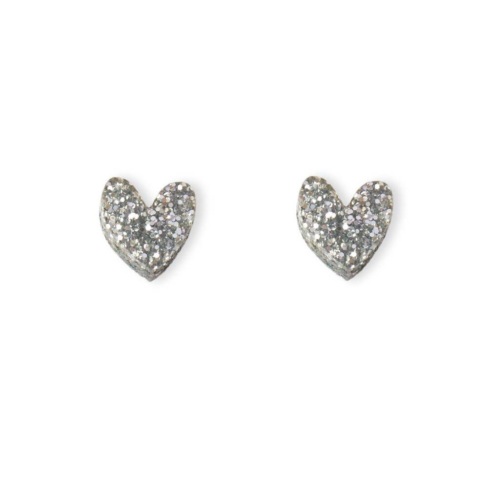 Heart Stud Earrings in Glitter, Mirror and Pop Colours