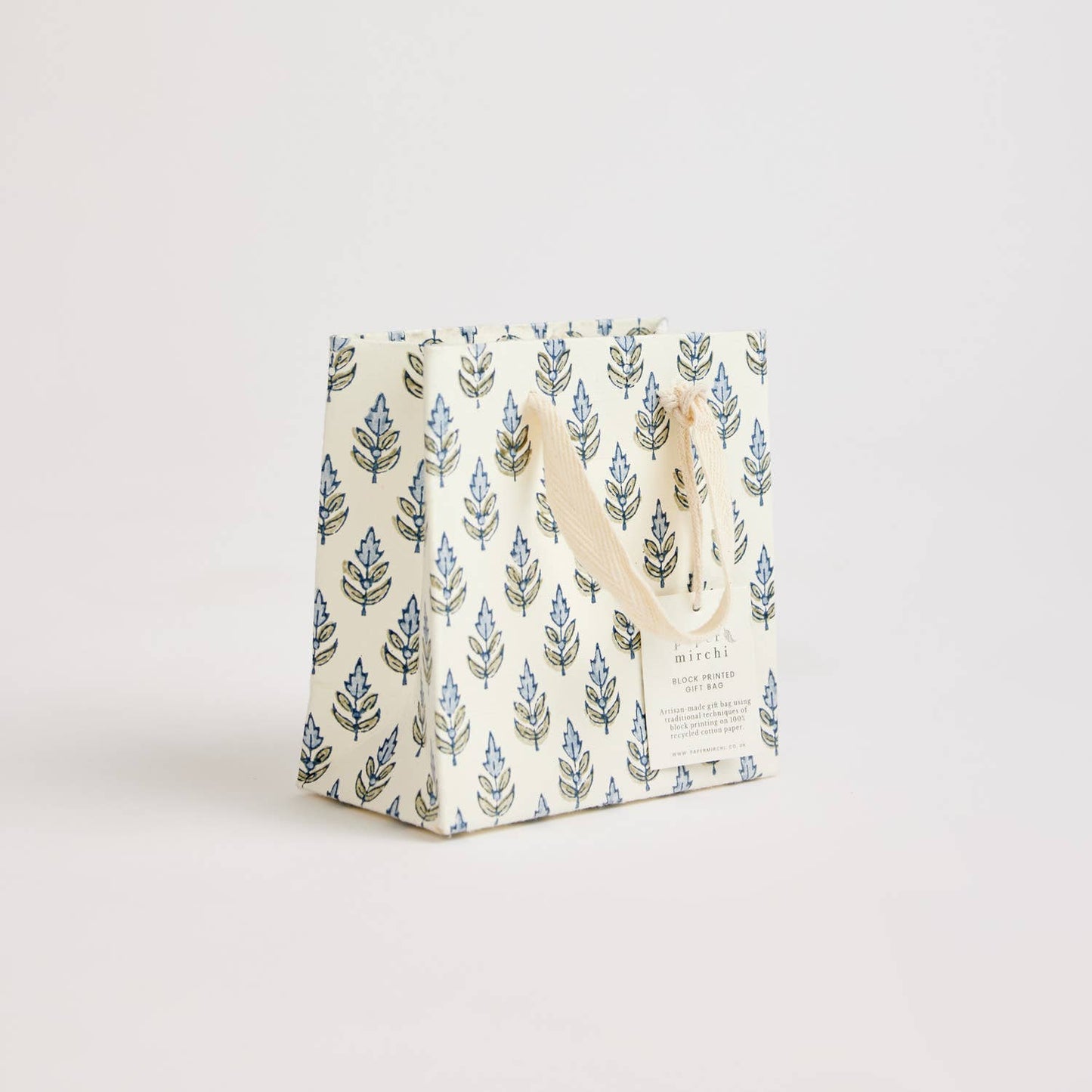 Hand Block Printed Gift Bags (Small) - Blue Stone