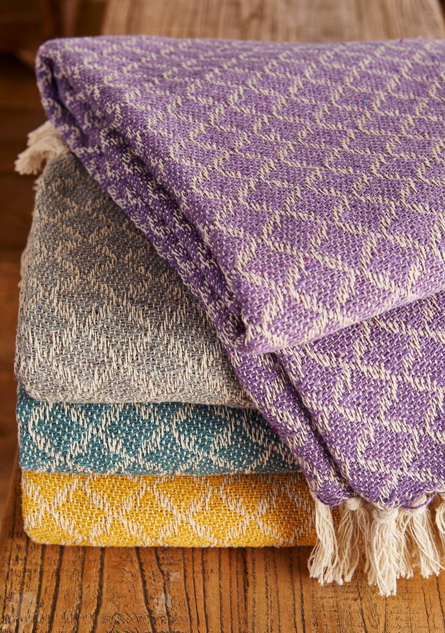 Agadir Handloom Recycled Throw - purple